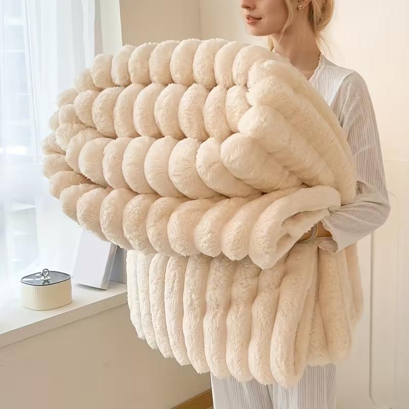 Luxurious Faux Rabbit Fur Throw Blanket